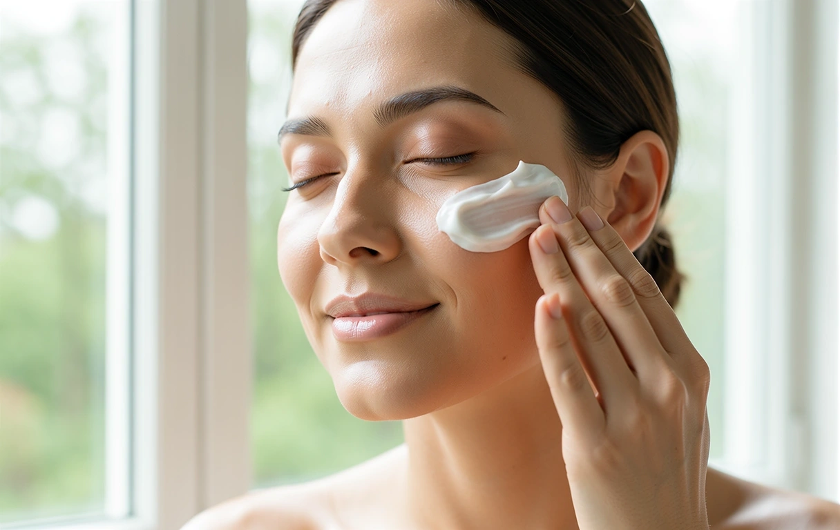 Application of anti-aging cream